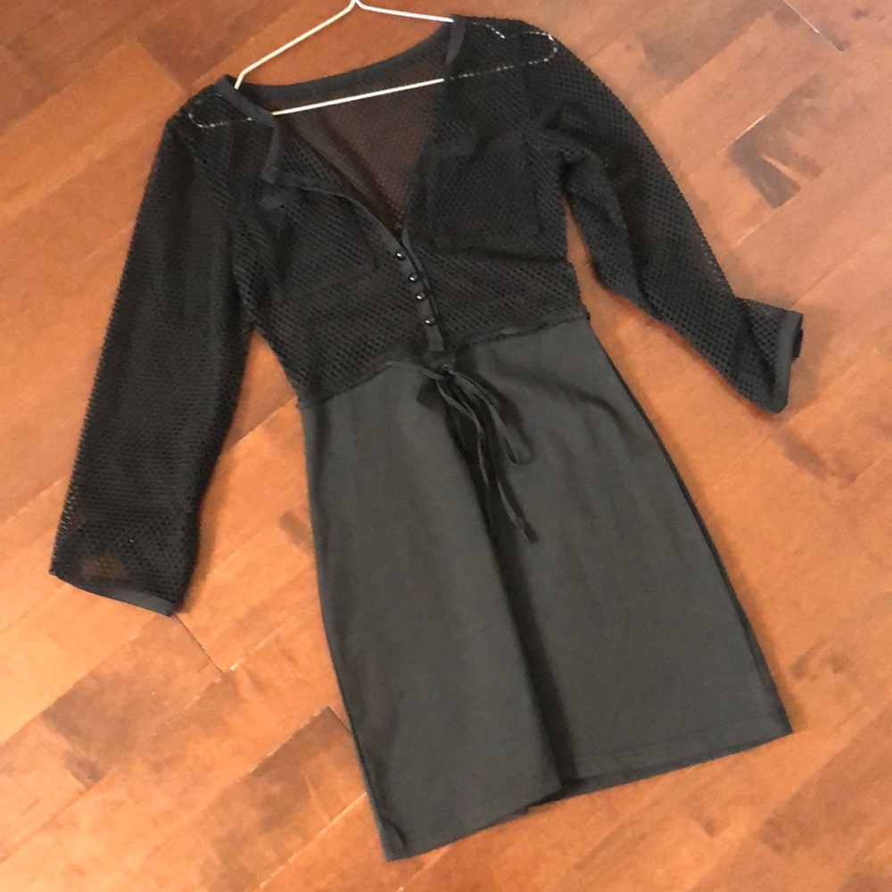 Amazing black fishnet long sleeve dress